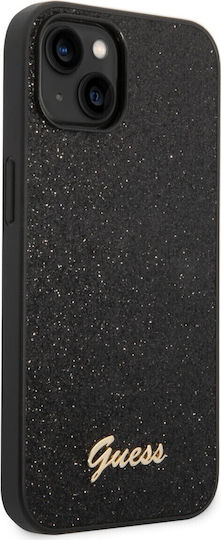 Guess Glitter Flakes Umschlag Rückseite Metallisch Schwarz (iPhone 14 Plus)