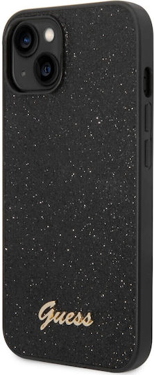 Guess Glitter Flakes Umschlag Rückseite Metallisch Schwarz (iPhone 14 Plus)