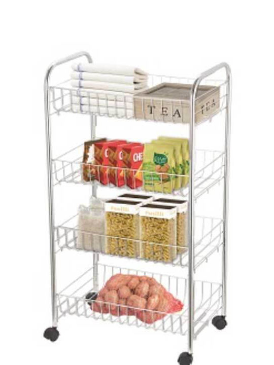 Chios Hellas Kitchen Trolley Inox Silver 4 Slots 40x26x80cm