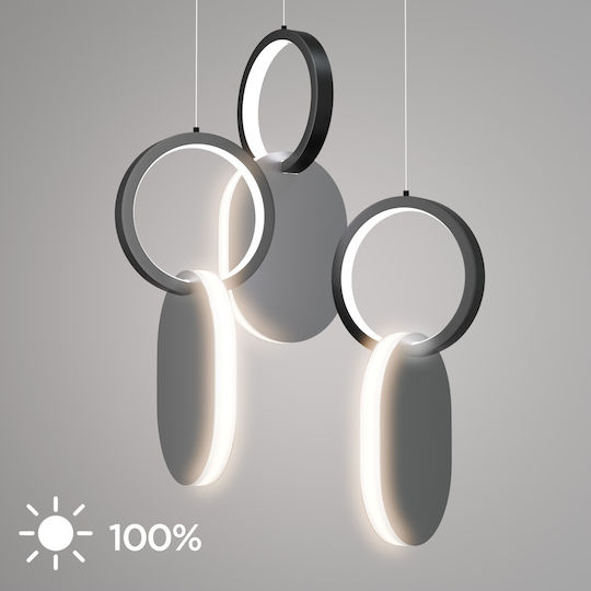 Alphab2b Symmetric 1g Κρεμαστό Φωτιστικό Ασημί LED με Φυσικό Λευκό Φως 25x120x120εκ.