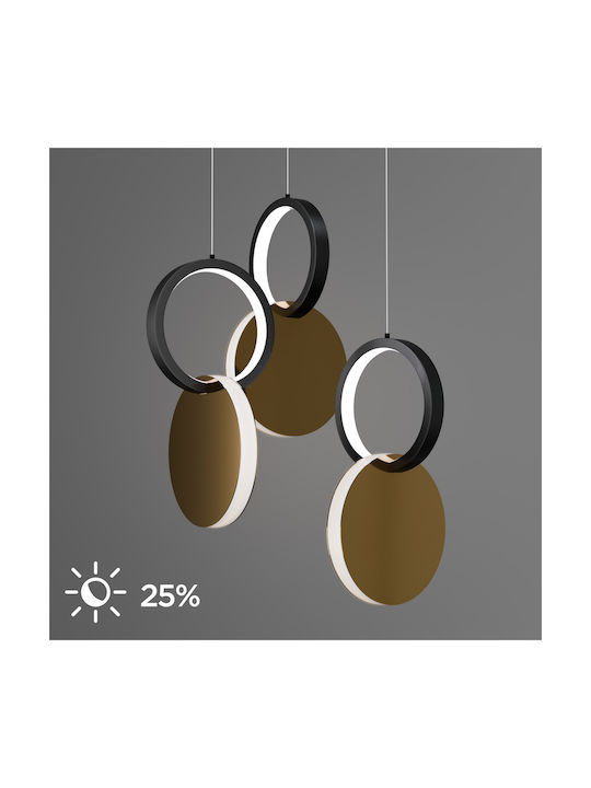 Alphab2b Symmetric 1e Black LED Pendant Ceiling Light With Natural White Light 25x120x120cm