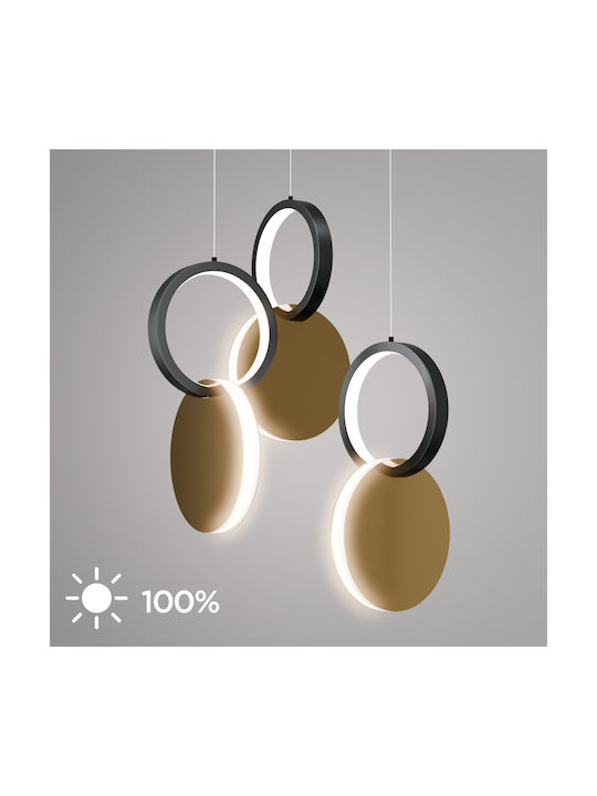 Alphab2b Symmetric 1e Black LED Pendant Ceiling Light With Natural White Light 25x120x120cm