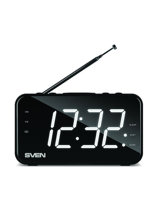 Sven Tabletop Clock with Alarm & Radio Black SV-20651