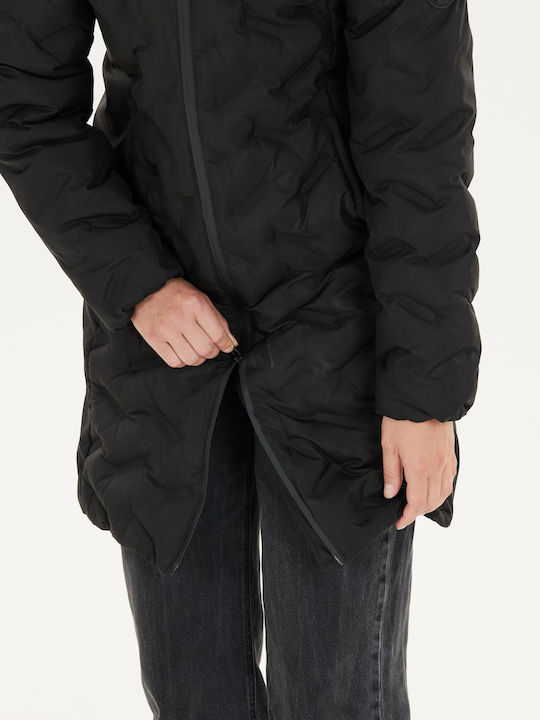Lang Damen Puffer Jacke für Winter Black