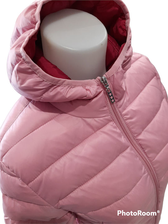 Kurz Damen Puffer Jacke für Winter Pink