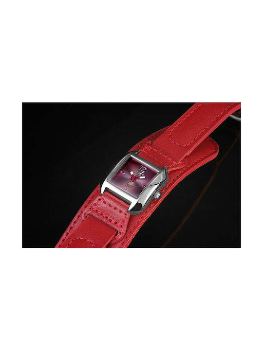 Just Watch Watch with Red Leather Strap