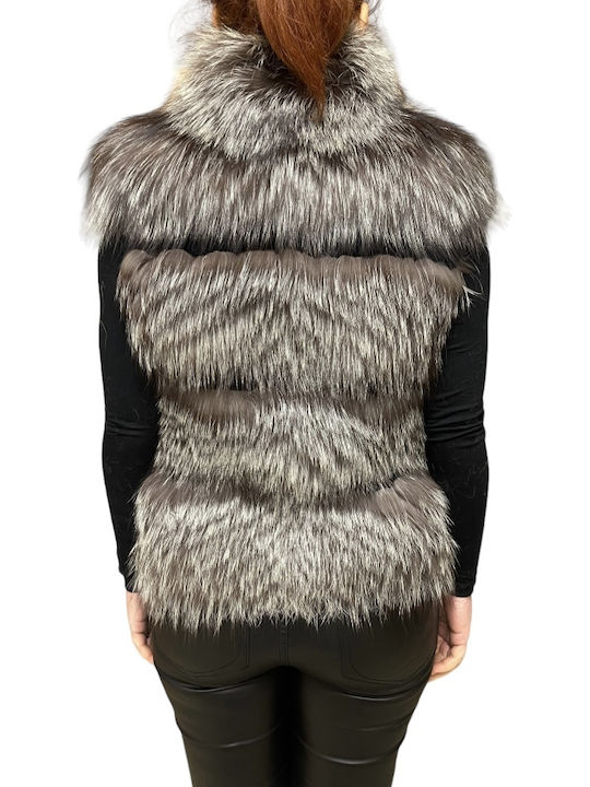 MARKOS LEATHER Women's Short Lifestyle Leather Jacket for Winter Grey