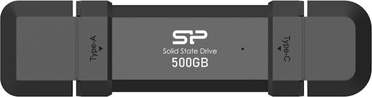 Silicon Power DS72 500GB USB 3.2 SSD Stick with connection USB-A & USB-C Black