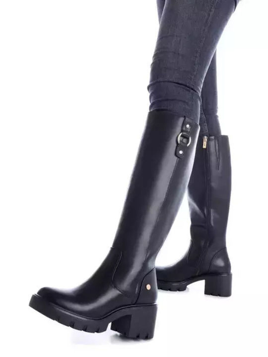 Xti Synthetic Leather Medium Heel Women's Boots Black