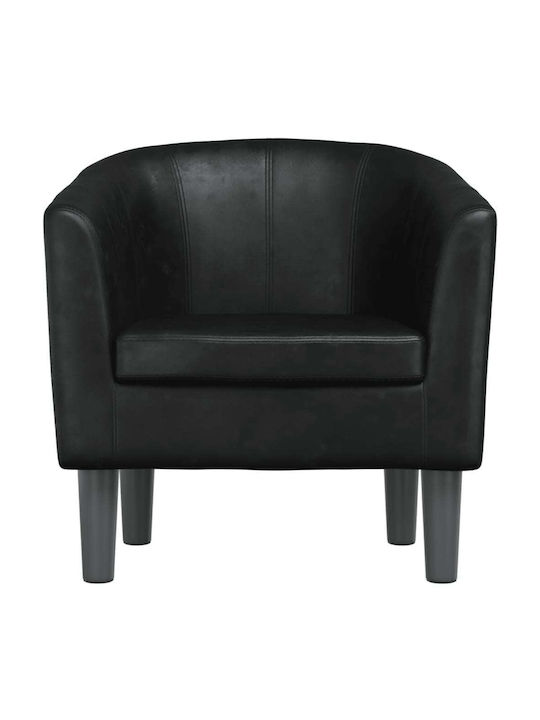 Barrel Armchair from Leatherette Black 70x56x68cm