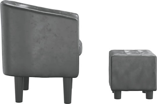 Barrel Sessel mit Fußhocker aus Kunstleder Grey 70x56x68cm
