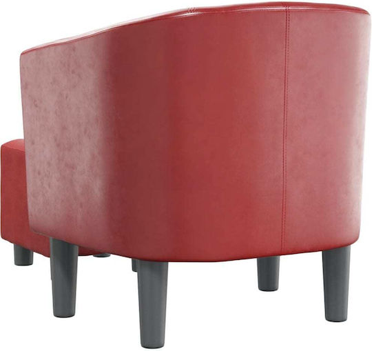 Barrel Sessel mit Fußhocker aus Kunstleder Bordeaux 70x56x68cm