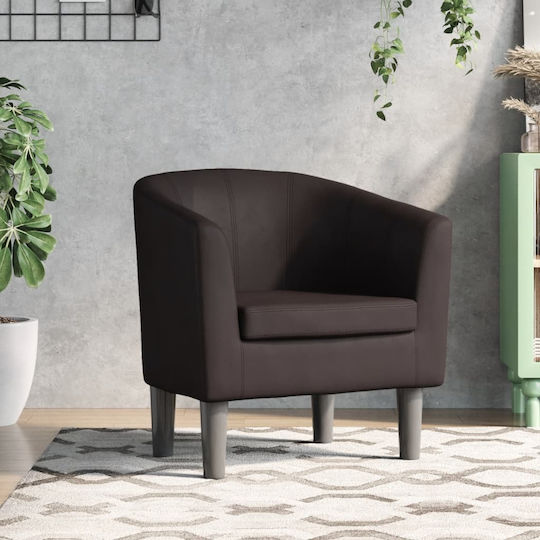 Barrel Armchair from Leatherette Coffee 70x56x68cm