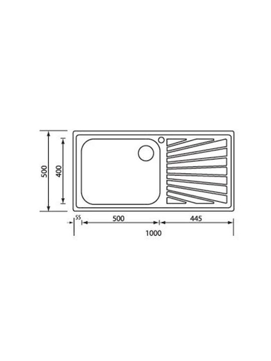 Sanitec Cometa 11446-R Drop-In Sink Inox Satin W100xD50cm Silver