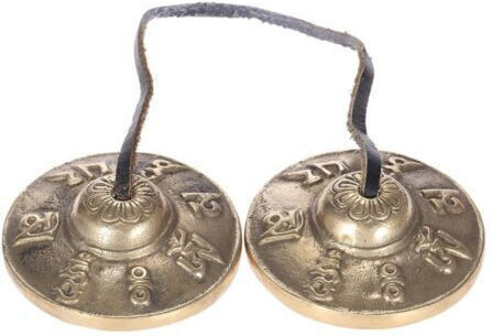Ancient Wisdom Meditation Cymbals Lucky Symbols 6cm 6cm with Storage Pouch
