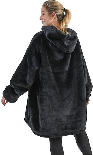 Huggle Samtige Decke mit Ärmeln 65x80cm Schwarze