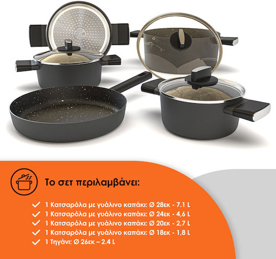 Zilan Cookware Set With Non-Stick Interior Coating 5 Pieces