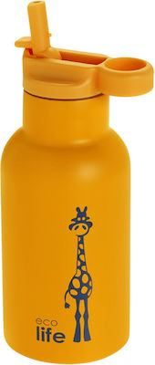 Ecolife Kids Water Bottle Thermos Plastic Orange 350ml