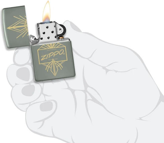 Zippo Script Αντιανεμικός Αναπτήρας Φλόγας σε Γκρι χρώμα