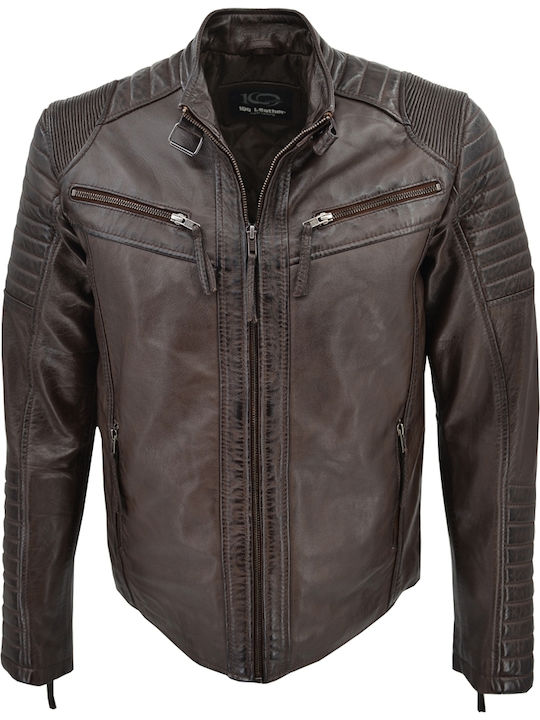 Δερμάτινα 100 Herren Winter Jacke Leder Brown