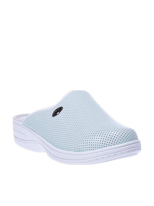 Comfy Anatomic Γυναικεία Δερμάτινα Ανατομικά Σαμπό Τιρκουάζ