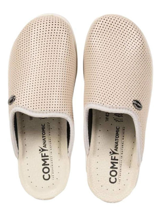 Comfy Anatomic Γυναικεία Δερμάτινα Ανατομικά Σαμπό Μπεζ