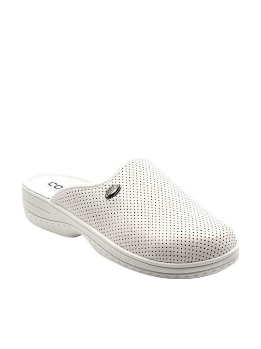 Comfy Anatomic Femei Din piele Anatomici Sabot Albe