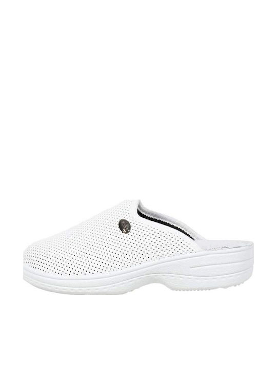 Comfy Anatomic Femei Din piele Anatomici Sabot Albe