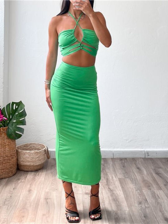 Chica Set with Skirt in Green color