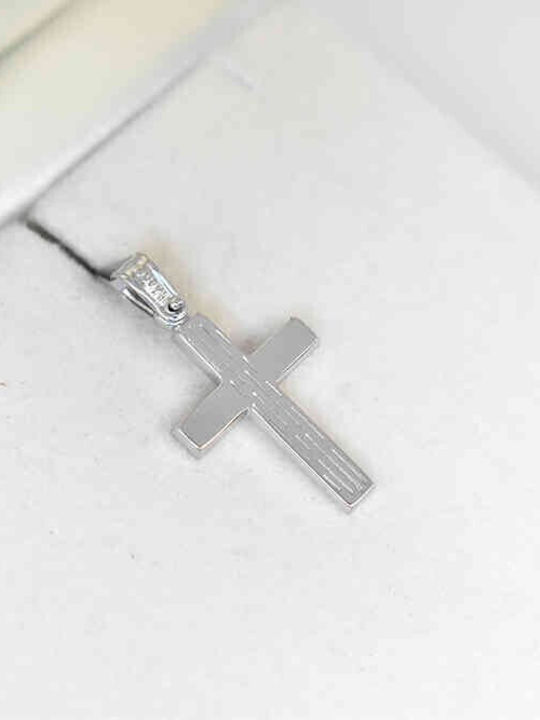 Мъжки Бял златен Кръст 14K с Верижка