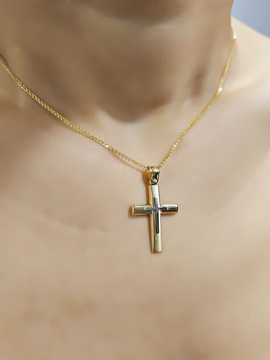 Herren Gold Kreuz 14K mit Kette