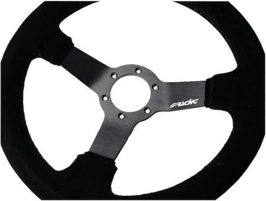 Simoni Racing Suet Three Spoke Car Steering Wheel with 32cm Diameter Black/Black