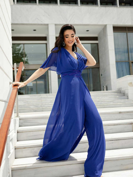 Airy Boheme Glam Women's One-piece Suit Blue