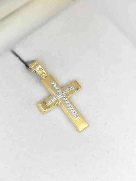 Femeie Aur Cruce 14K cu Lanț EM-2405