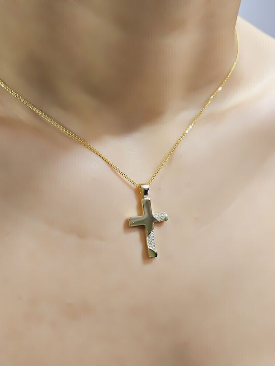 Damen Gold Kreuz 14K mit Kette