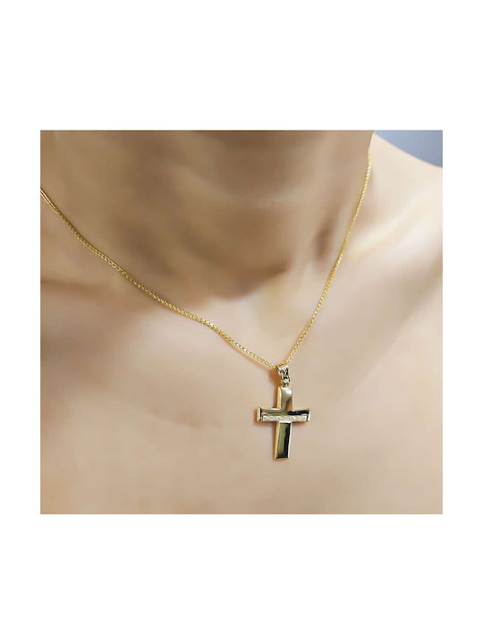 Männlicher Goldkreuz 14K mit Kette EM-2439