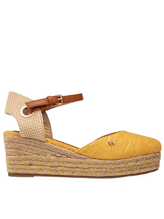 Wrangler Platforme dama în stil espadrile Galbene