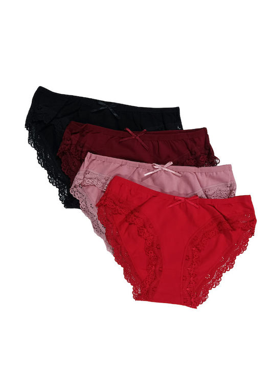 HNX Cotton Women's Slip with Lace Bordeaux