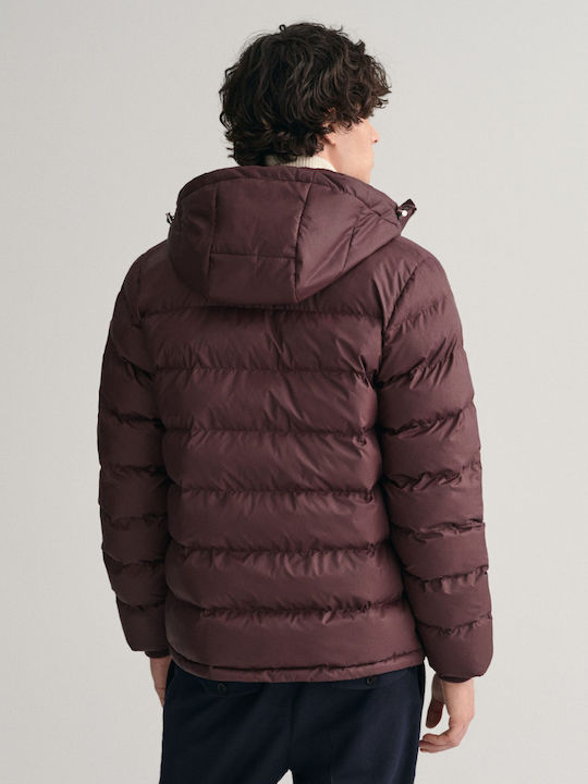 Gant Men's Winter Puffer Jacket Waterproof Dark Mahogany