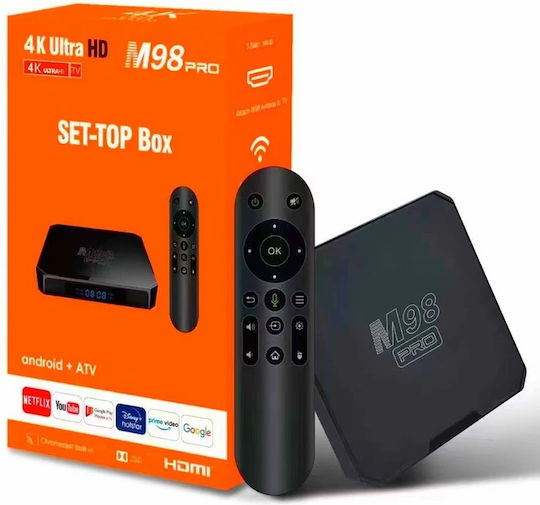 TV Box M98-pro 810484 4K UHD with WiFi 1GB RAM and 802.11GB Storage Space with Operating System Android 10.0