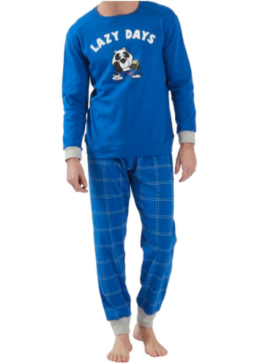 Crazy Farm Men's Winter Cotton Pajamas Set BLUE 15889CF