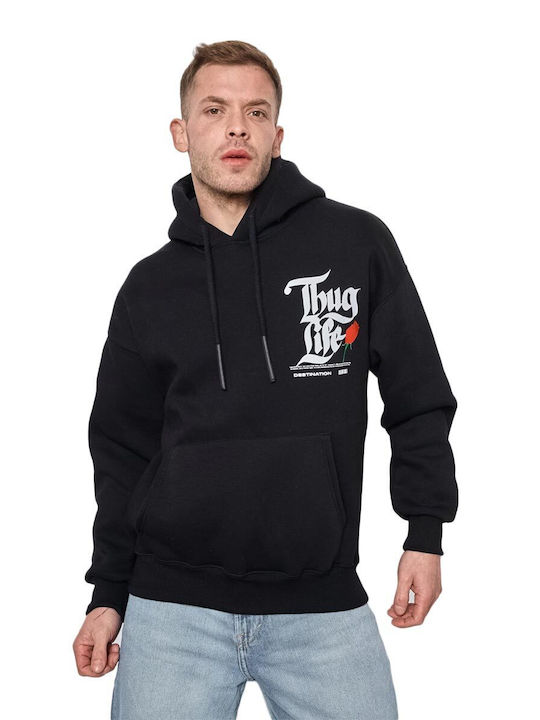 Paperinos Men's Sweatshirt with Hood and Pockets Black