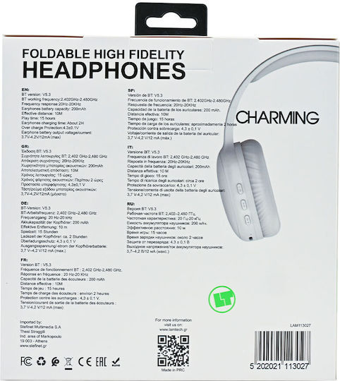 Lamtech LAM113027 Bluetooth Wireless Over Ear Headphones with 15 hours of Operation and Quick Charge White