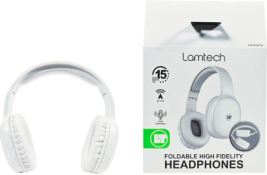 Lamtech LAM113027 Bluetooth Wireless Over Ear Headphones with 15 hours of Operation and Quick Charge White