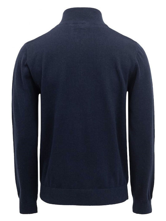 Gnious Herren Langarm-Pullover Ausschnitt mit Reißverschluss Navy