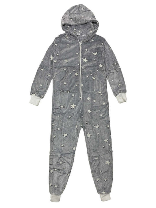 Ustyle Kids Onesie Pyjamas Winter Fleece grey