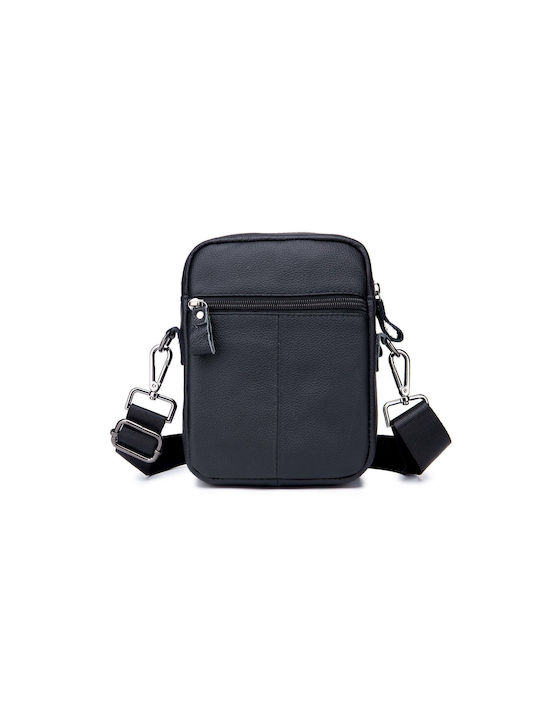 Bull Captain Leder Herrentasche Schulter / Crossbody Schwarz