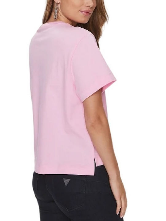 Guess Triangle Damen T-Shirt Pink
