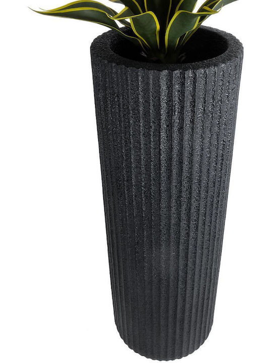 GloboStar Matera Übertopf Polyester Schwarz mit Gestell 42x42x120εκ.