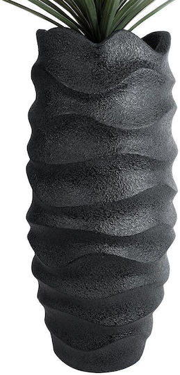 GloboStar Monreale Ghiveci Poliester Negru cu suport 50x50x110εκ.